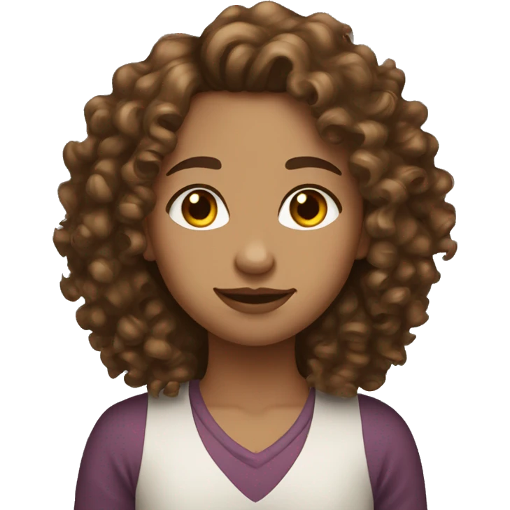 Brown hair curly light skin girl in love emoji