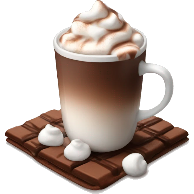 Hot chocolate with whipped cream and marshmallows emoji
