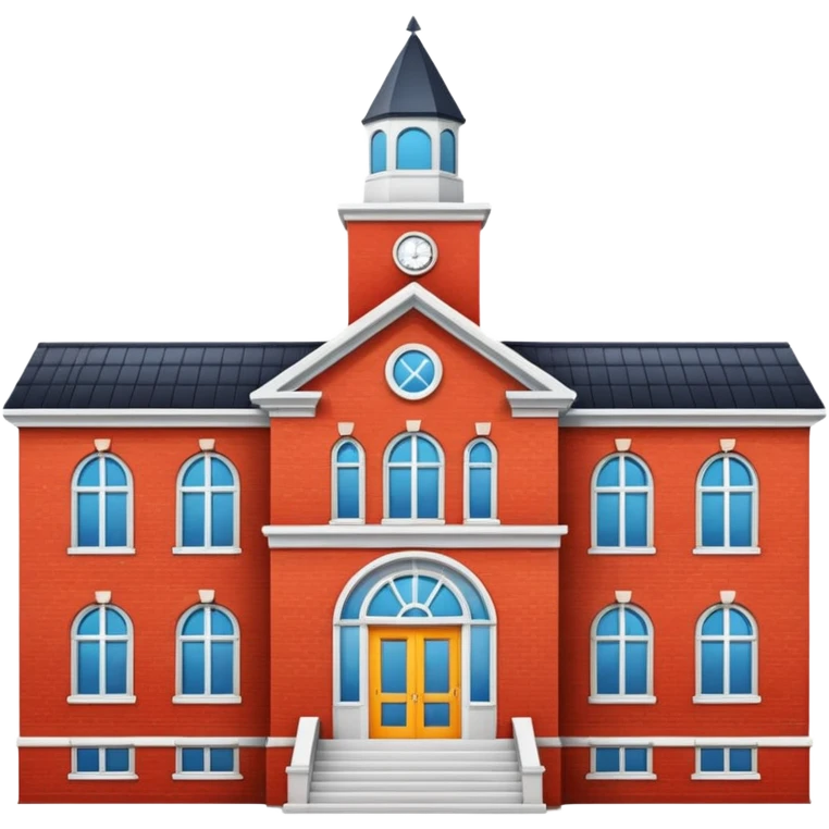 classic school building, bright colors emoji