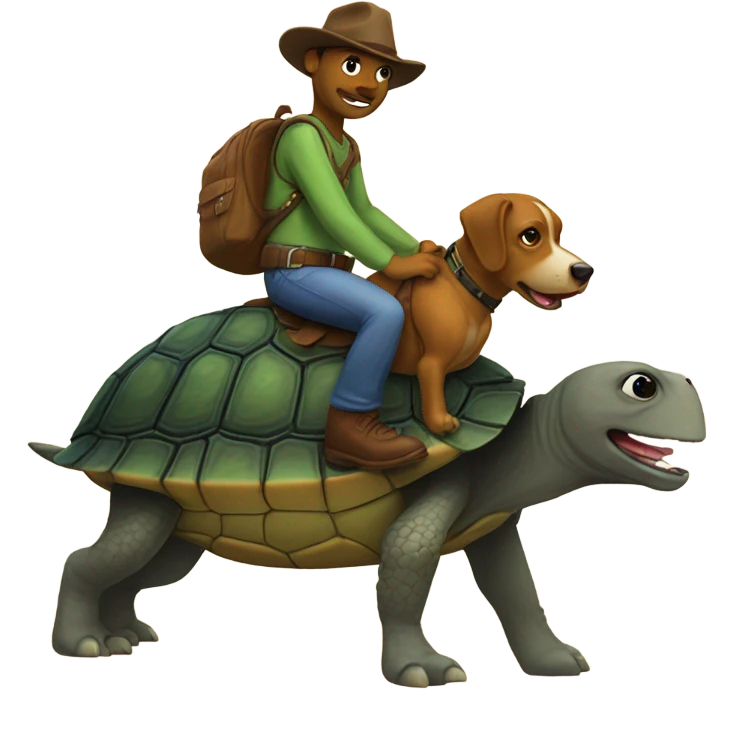 A turtle riding a dog in Texas. emoji