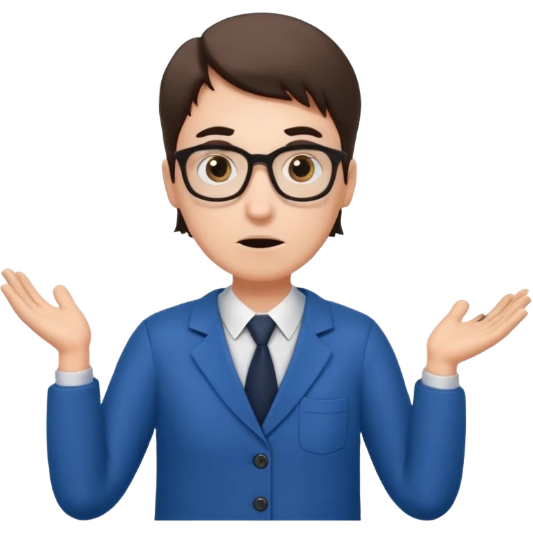 A confused teacher shrugging shoulders with euro symbols and documents floating around. emoji