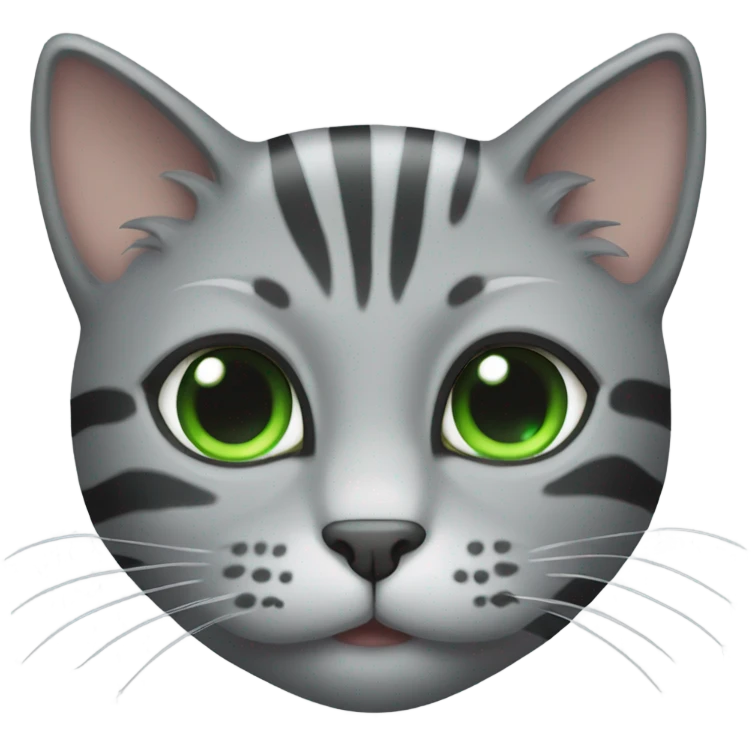 Grey cat with green eyes and stripes emoji