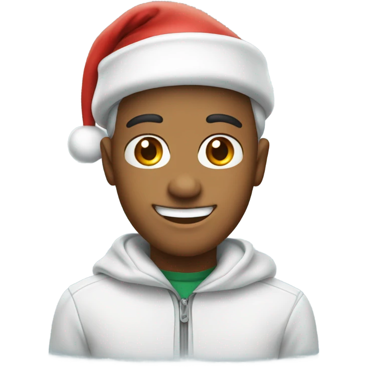 Smiling and wearing a Santa hat emoji