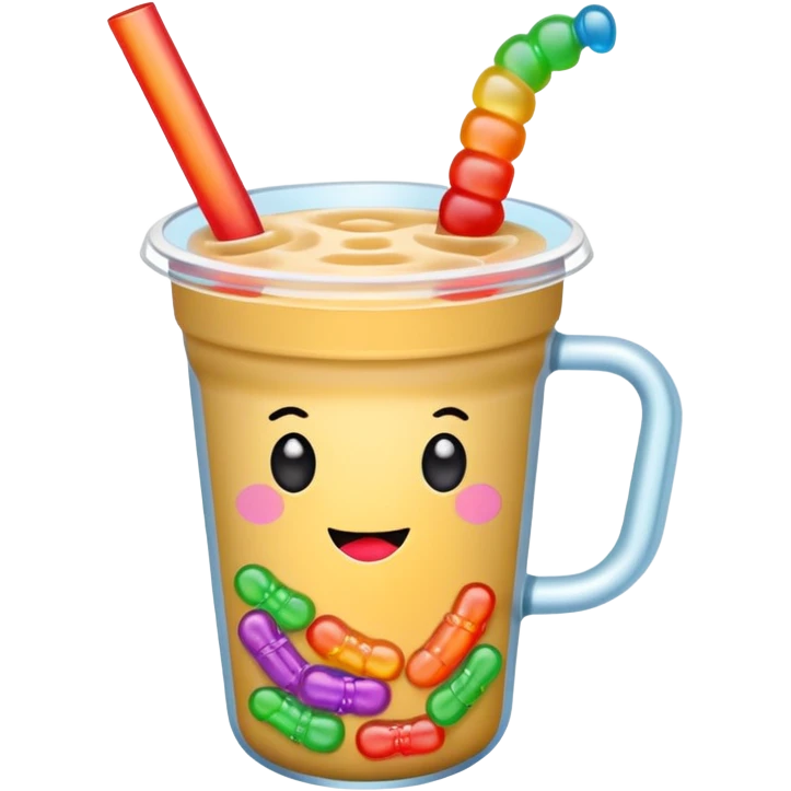 Boba tea with worms emoji