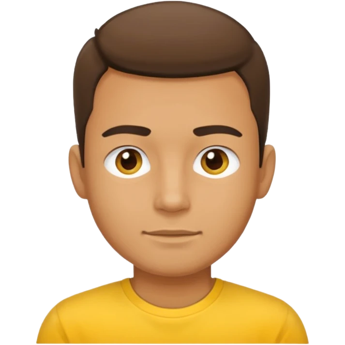 a standard man wearing a t-shirt, yellow, face and shoulders emoji