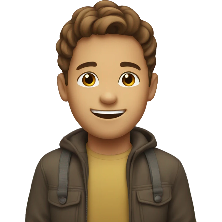 brown haired boy outdoors smile emoji