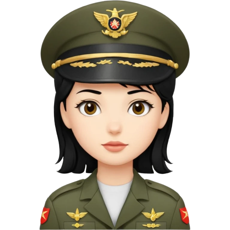 девушка с черными волосами в военной форме emoji