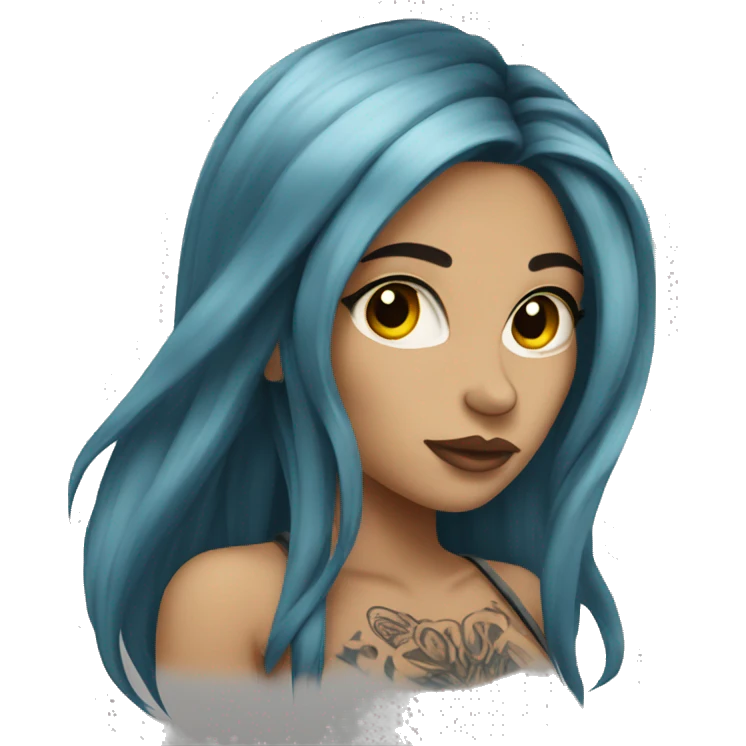 tattooed woman very attractive long hair emoji