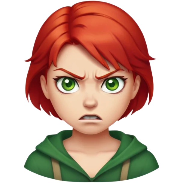 Angry girl with red hair and green eyes emoji