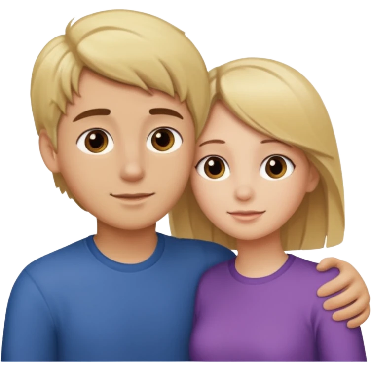 Amour à distance fille blonde et garçon brun tous les deux clair de peau  emoji