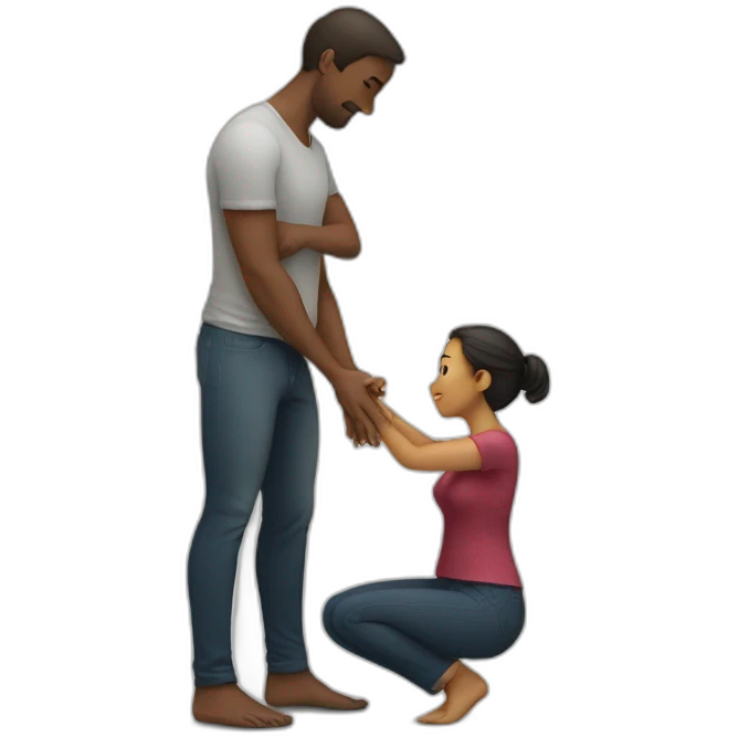 Man on knees facing woman emoji