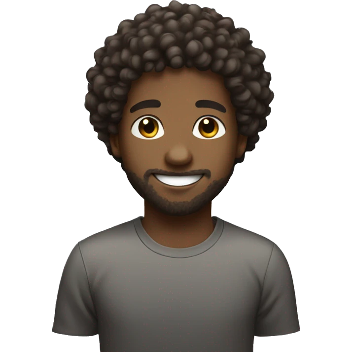 Curly hair african male youth, with some lil beard, and a nice smile emoji