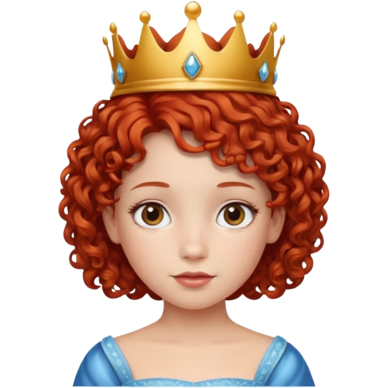 girl kid, Princess with short curly red hair, small crown emoji