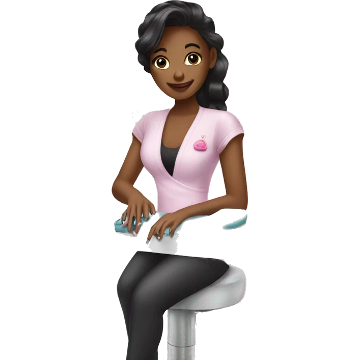 Girl getting a manicure at nail salon emoji