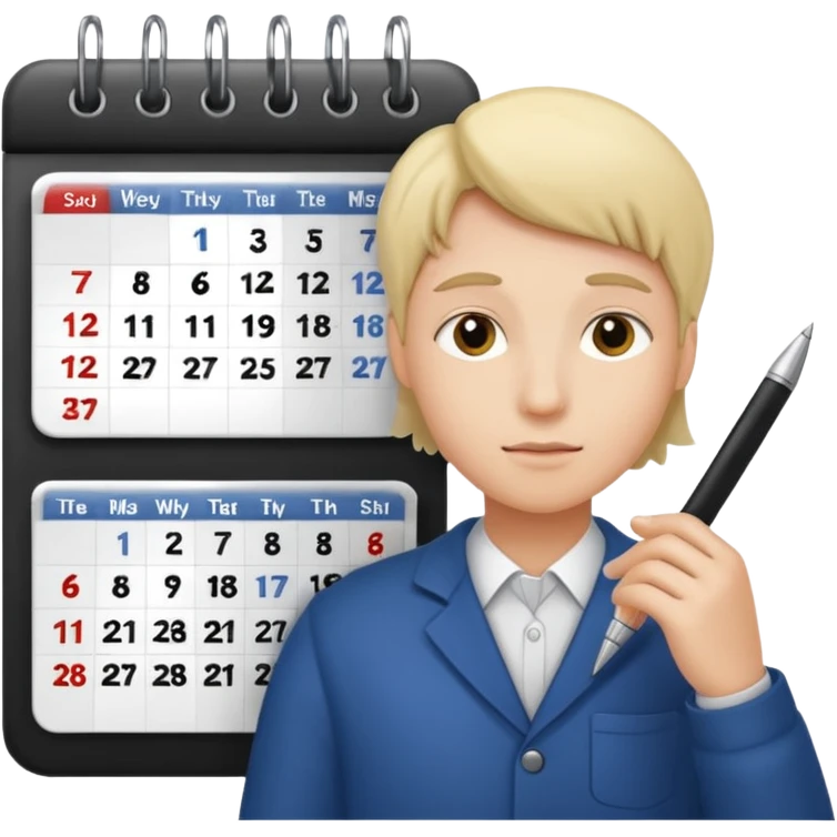 weekly calendar next to person adjusting it emoji