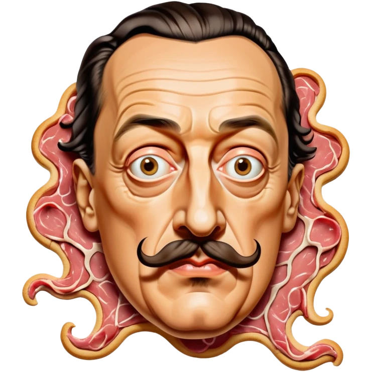 Salvadore dali with melting moustache made of spam meat portrait emoji
