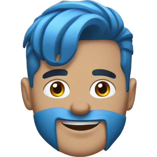 guy with blue hair and low taper fade with blue jacket emoji