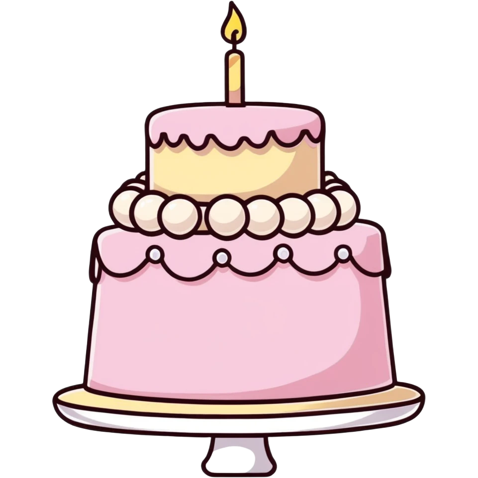 light pink birthday cake decorated with pearls emoji
