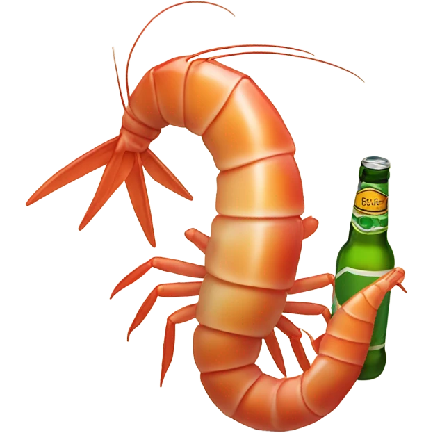 Shrimp drinking beer emoji