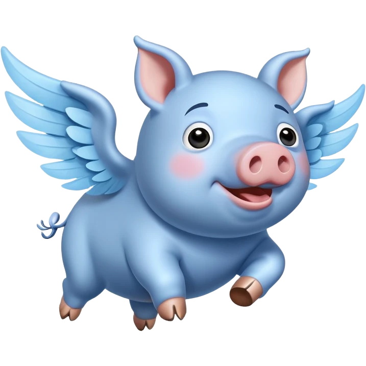 a blue pig flying emoji