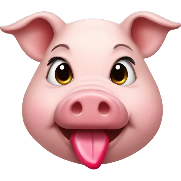 Pig wearing lipstick emoji
