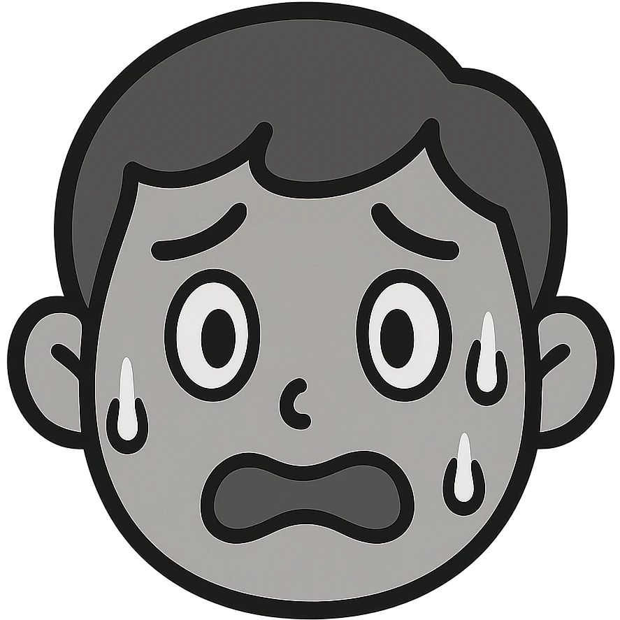 scared and nervous face, modern icon style, simple lines, expressive emotion, minimal color emoji