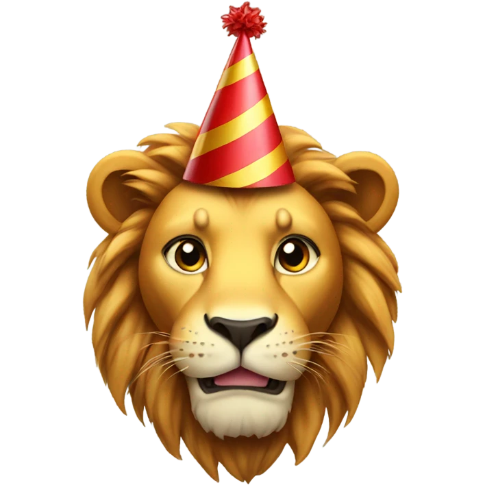 Lion with a party hat emoji