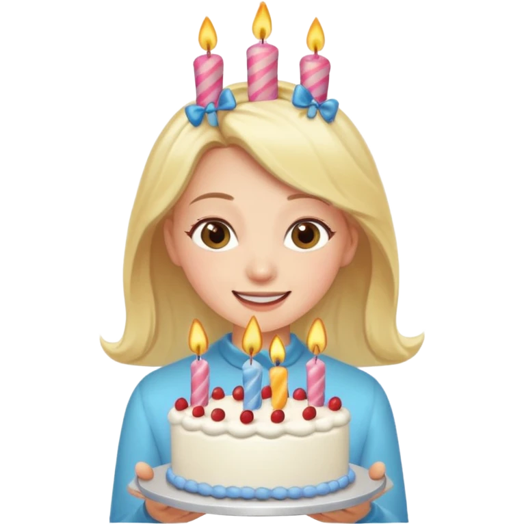 a girl blowing a cake emoji