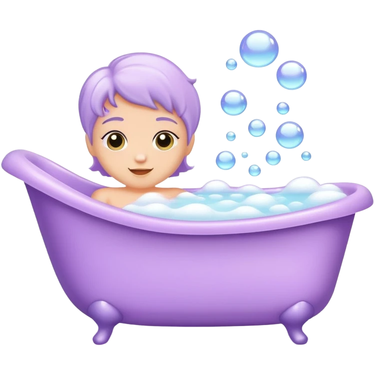 bubble bath, cute lilac bathtub emoji