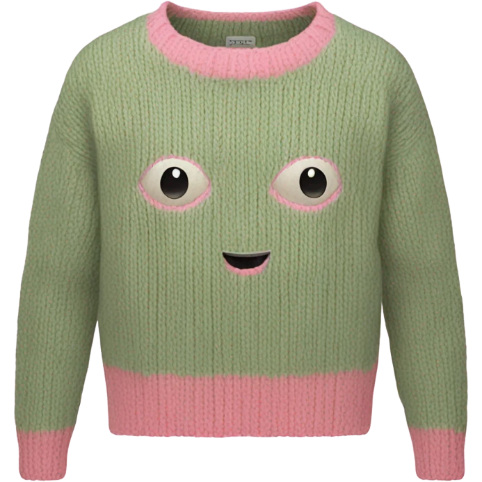 Pink and sage cropped oversize wool sweater, isolated emoji