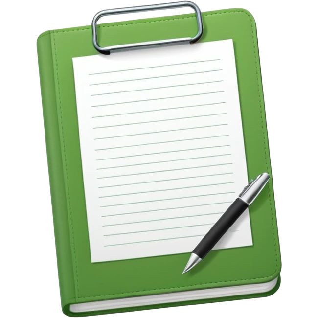 emoji of a simple agenda with a green cover and simple details emoji