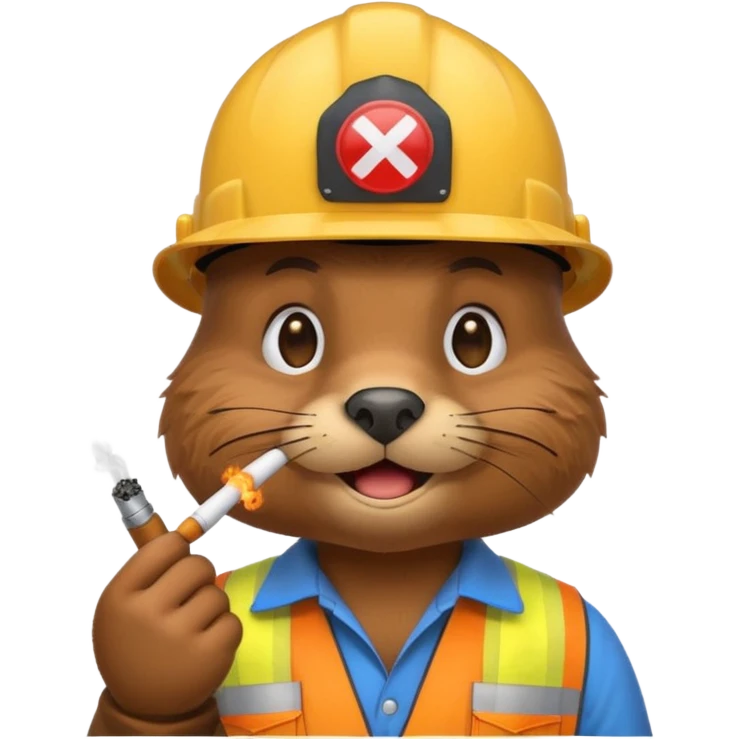 beaver smoking wearing a hard hat emojis funny emoji