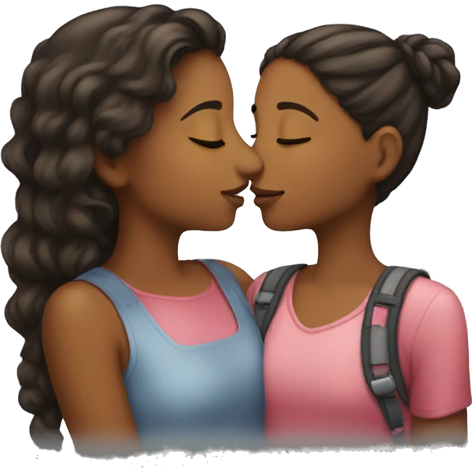 A girl kissing another girl emoji