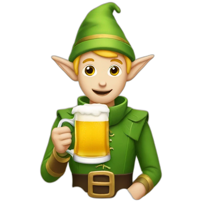 Elf drinking beer emoji
