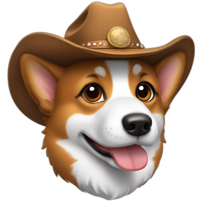  tricolor corgi wearing cowboy hat emoji