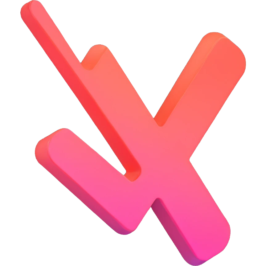 3D icon inspired by Airbnb branding, a bold tick mark for success, smooth and minimal, using pink and coral hues, no text emoji