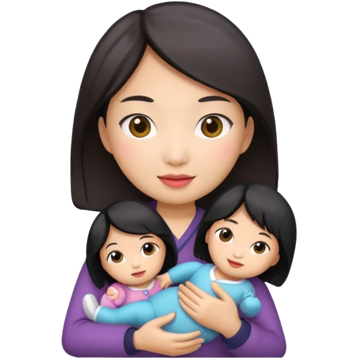 asian woman holding  doll emoji