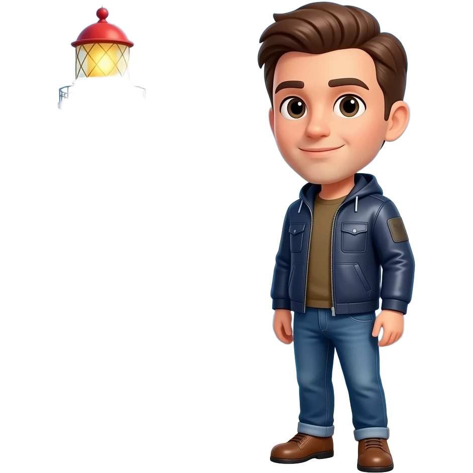 super emojis.com bro close to a lighthouse 3d close to the ocean with star wars emoji