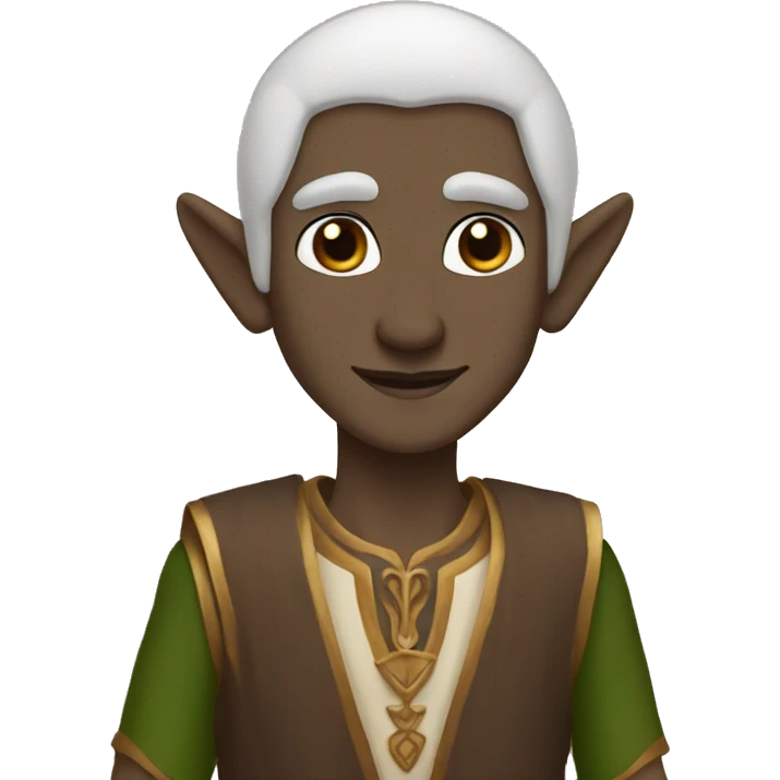 indian elf with dark brown skin lord of the rings style make him bald emoji