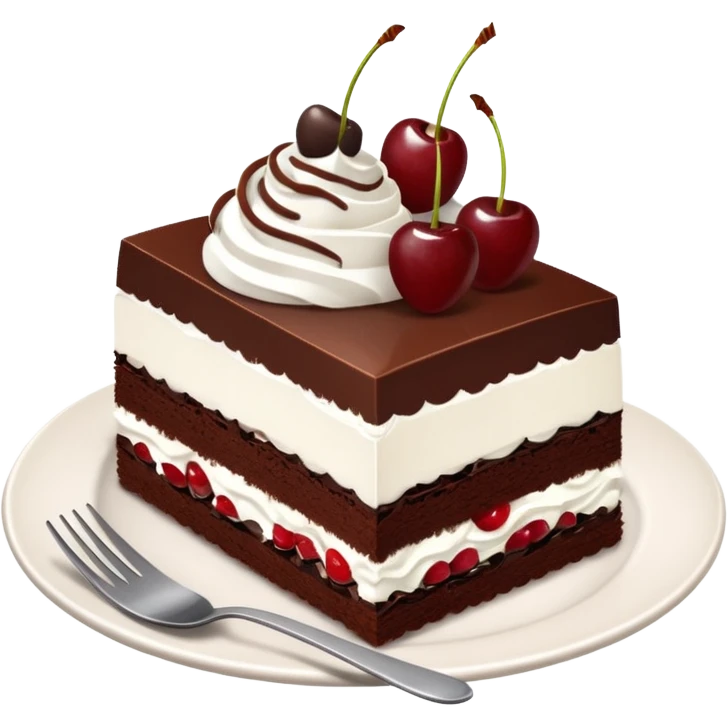 black forest gateau slice with fork and plate emoji