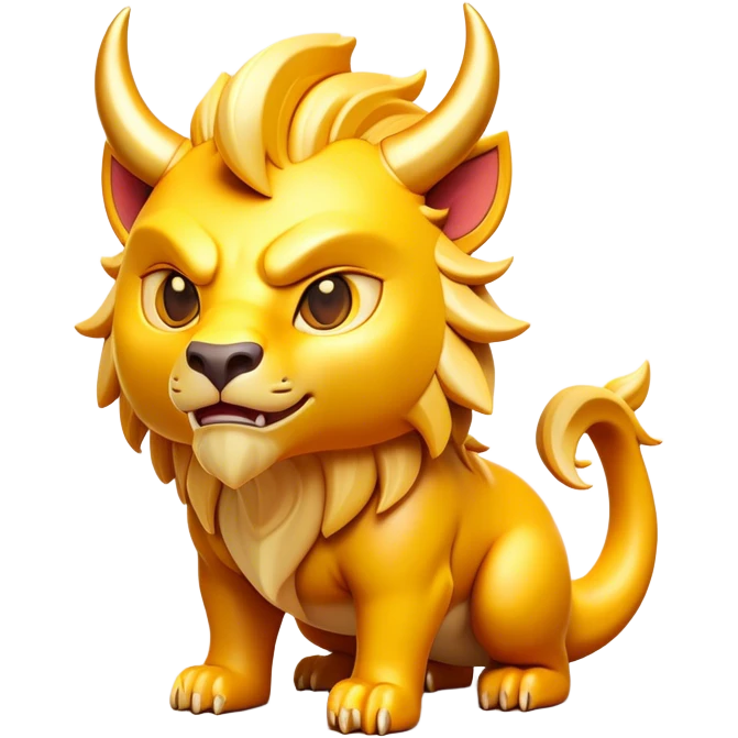 Clash of Clans aesthetic: Cinematic fierce Beast Emoji, rendered in a 3D vector-style similar to standard emojis with minimal shading and bold, simplified shapes. A compact, isometric mythical creature with wild, majestic features and fierce yet endearing eyes, softly glowing with a primal enchanted charm. Simplified yet unmistakably iconic, highly detailed and consistent, glowing with a soft radiant shine and high polish. Stylized with a touch of mythical wildness and a soft glowing outline, capturing the essence of a legendary beast with a friendly, playful allure! emoji