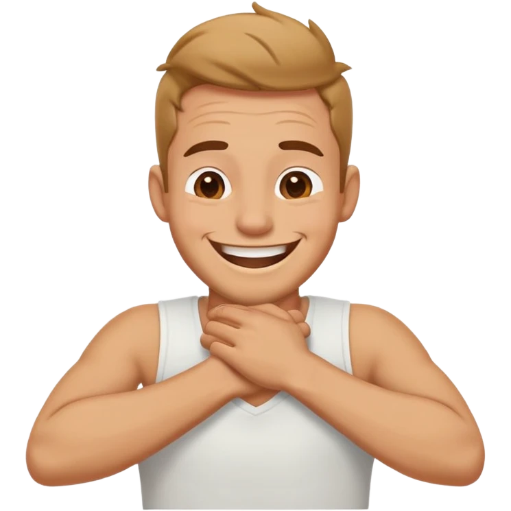 arms crossed holding neck laughing guy  emoji