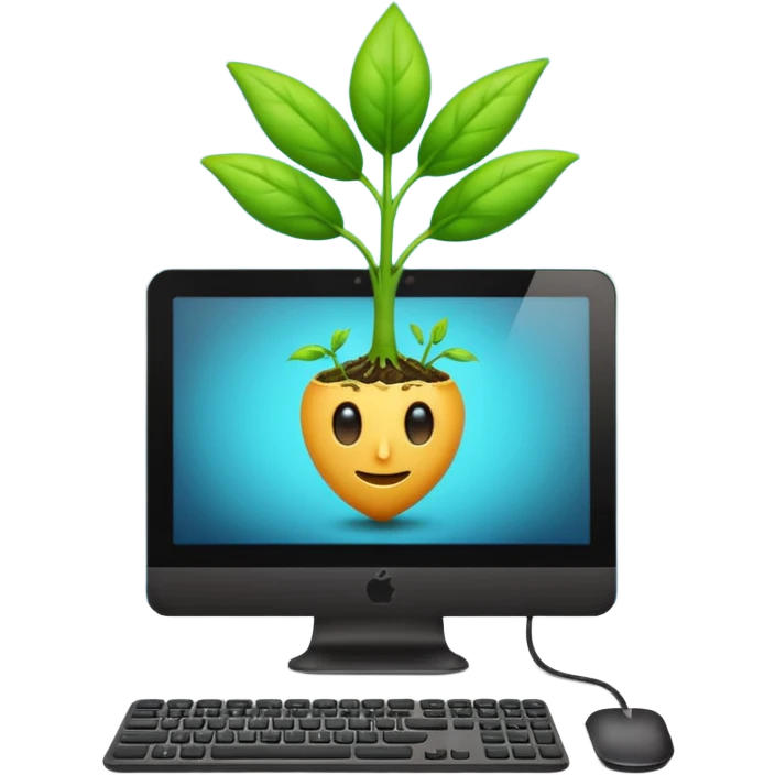 web hosting grow plan, computer with sprouting seed emoji
