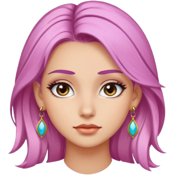 very pretty candy shop girl face with unique color hair and earrings emoji