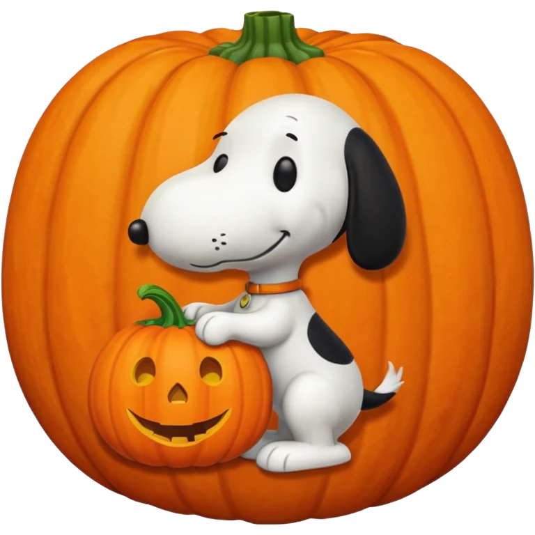 Snoopy with a pumpkin emoji