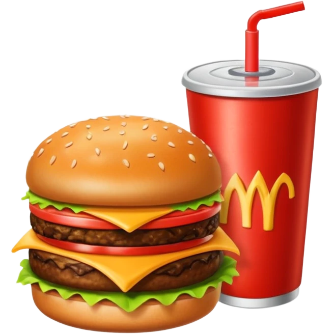 A single burger,, soft drink, fries image for my food vertical in the super app emoji
