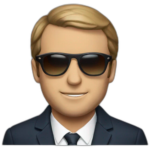 Macron with sunglasses emoji