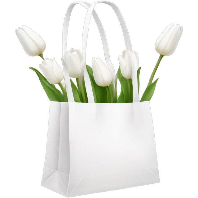 White shopping bag with white tulips emoji