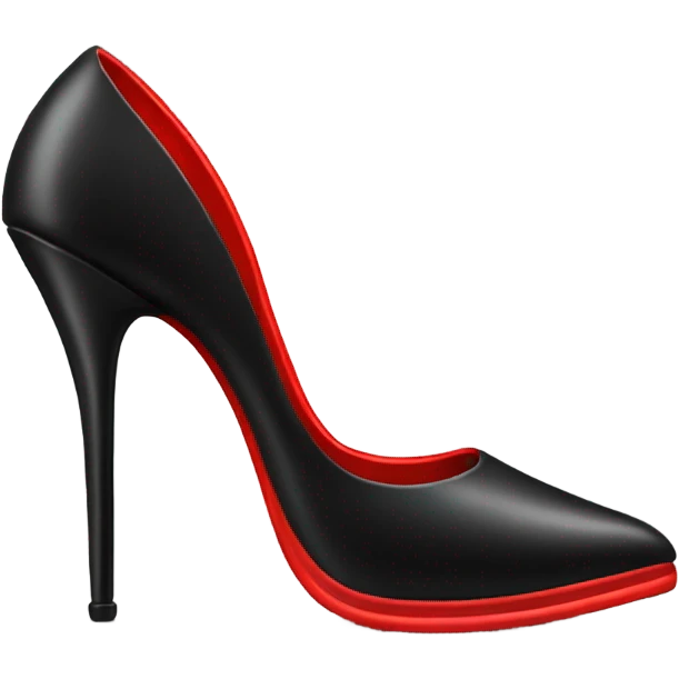 Black high heel stiletto with a red under sole emoji