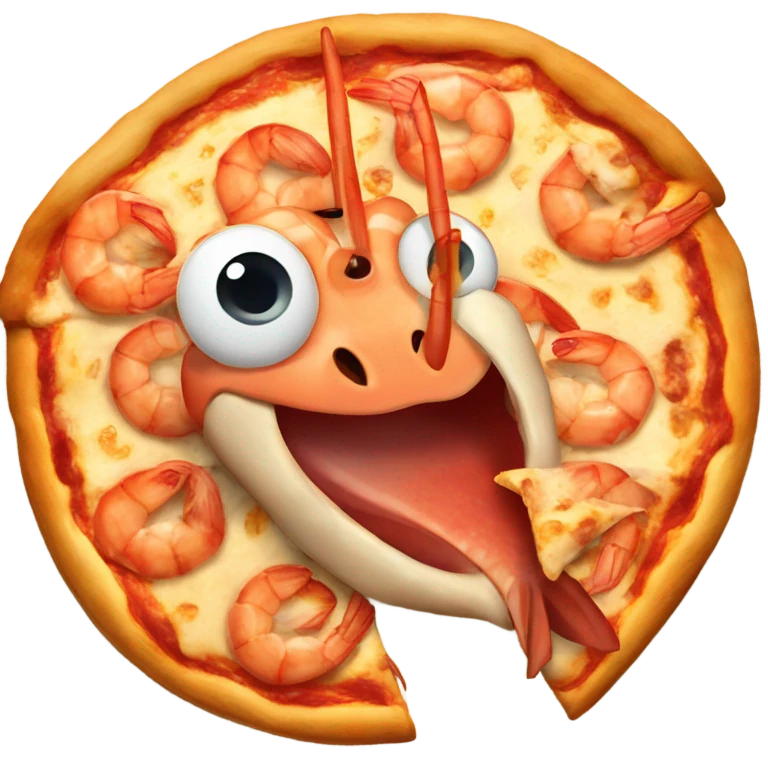 Shrimp eating pizza emoji